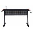 Pemberly Row Metal Frame Gaming Table with USB Port & LED Light in Black & Red