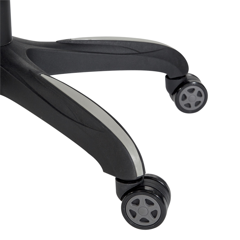 Pemberly Row Gaming Chair in Black Faux Leather with Red Trim