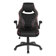Pemberly Row Gaming Chair in Black Faux Leather with Red Trim