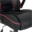 Pemberly Row Gaming Chair in Black Faux Leather with Red Trim