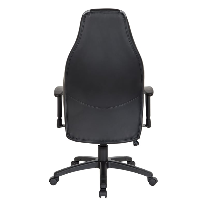Pemberly Row Gaming Chair in Black Faux Leather and Gray Accents