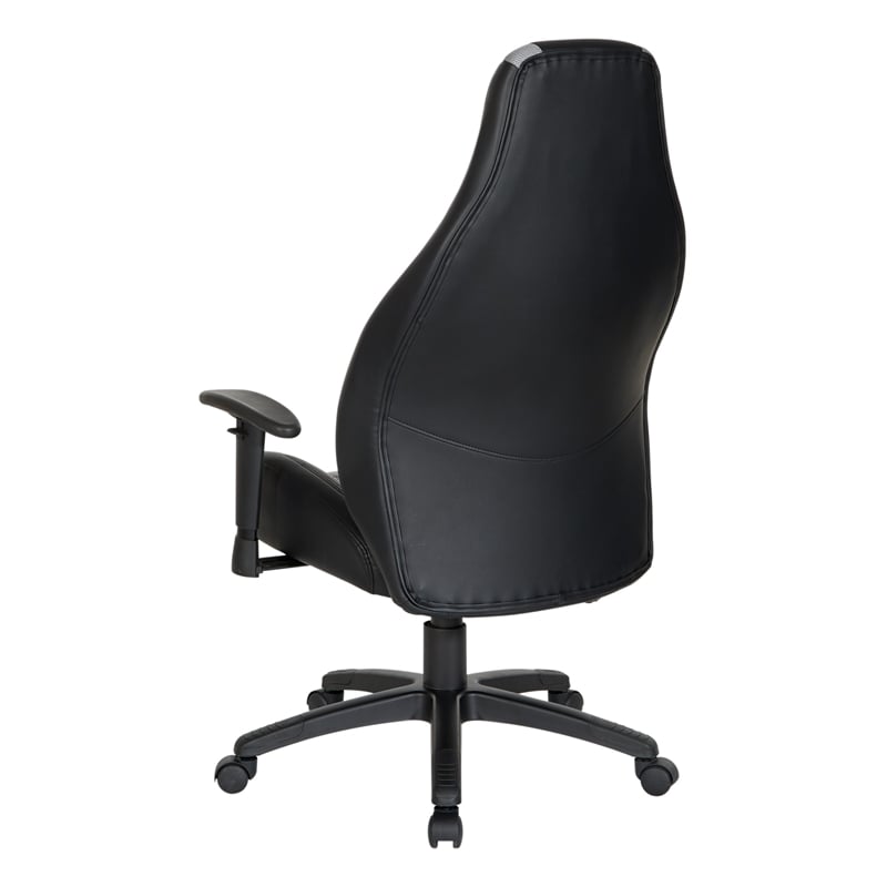 Pemberly Row Gaming Chair in Black Faux Leather and Gray Accents