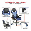 Pemberly Row Contemporary Gaming Chair in Blue Finish Faux Leather