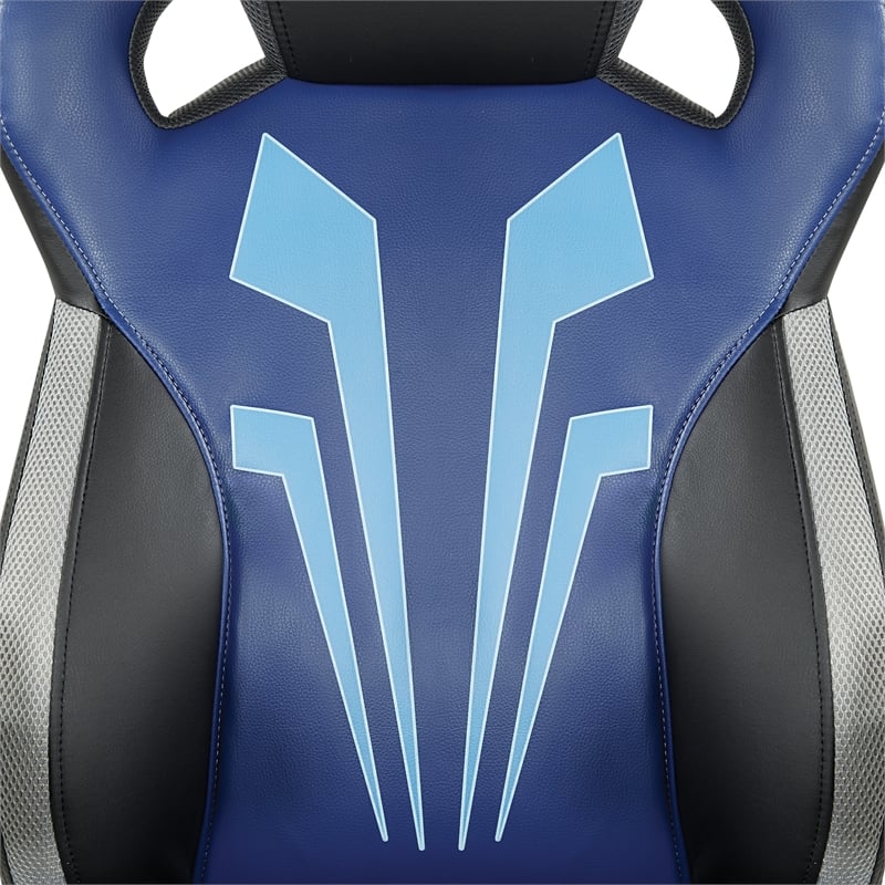 Pemberly Row Contemporary Gaming Chair in Blue Finish Faux Leather