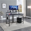 Pemberly Row Contemporary 48-Inch Gaming Desk in Gray Steel Metal