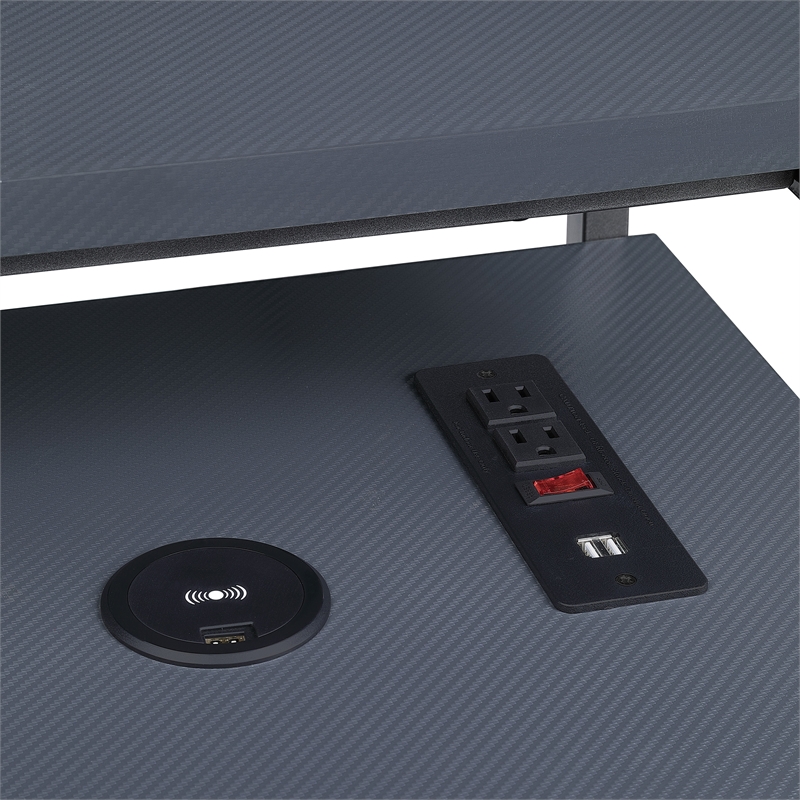 Pemberly Row Contemporary 48-Inch Gaming Desk in Gray Steel Metal