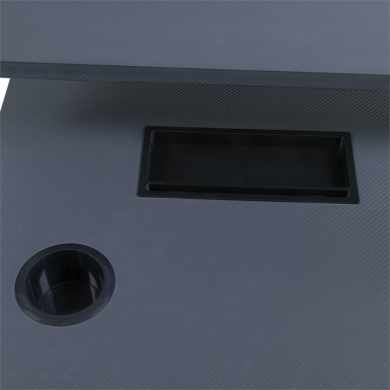 Pemberly Row Contemporary 48-Inch Gaming Desk in Gray Steel Metal