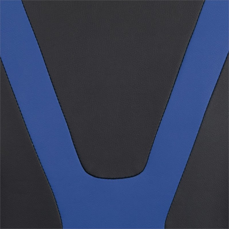 Pemberly Row Leather Racing Reclining Gaming Chair in Black and Blue