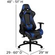 Pemberly Row Leather Racing Reclining Gaming Chair in Black and Blue