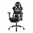 Pemberly Row Faux Leather Swivel Gaming Chair in White and Black