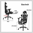 Pemberly Row Faux Leather Swivel Gaming Chair in White and Black