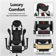 Pemberly Row Faux Leather Swivel Gaming Chair in White and Black