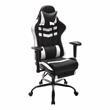 Pemberly Row Faux Leather Swivel Gaming Chair in White and Black