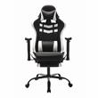 Pemberly Row Faux Leather Swivel Gaming Chair in White and Black