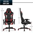 Pemberly Row Sponge & Metal Red Swivel Massage Gaming Chair with Lumbar Support