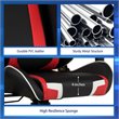 Pemberly Row Sponge & Metal Red Swivel Massage Gaming Chair with Lumbar Support