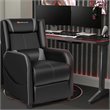 Pemberly Row Contemporary Faux Leather Massage Gaming Recliner Chair in Gray