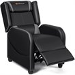 Pemberly Row Contemporary Faux Leather Massage Gaming Recliner Chair in Gray