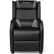 Pemberly Row Contemporary Faux Leather Massage Gaming Recliner Chair in Gray