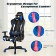 Pemberly Row Faux Leather Blue Swivel Massage Gaming Chair with Lumbar Support