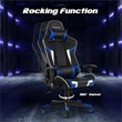 Pemberly Row Faux Leather Blue Swivel Massage Gaming Chair with Lumbar Support