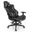 Pemberly Row Faux Leather Gray Swivel Massage Gaming Chair with Lumbar Support