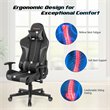 Pemberly Row Faux Leather Gray Swivel Massage Gaming Chair with Lumbar Support