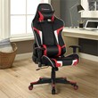 Pemberly Row Faux Leather Swivel Massage Gaming Chair with Lumbar Support in Red