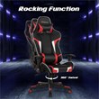 Pemberly Row Faux Leather Swivel Massage Gaming Chair with Lumbar Support in Red