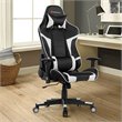 Pemberly Row Faux Leather White Swivel Massage Gaming Chair with Lumbar Support
