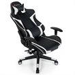 Pemberly Row Faux Leather White Swivel Massage Gaming Chair with Lumbar Support