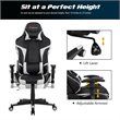 Pemberly Row Faux Leather White Swivel Massage Gaming Chair with Lumbar Support