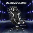 Pemberly Row Faux Leather White Swivel Massage Gaming Chair with Lumbar Support