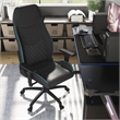 Pemberly Row Faux Leather Adjustable Gaming Chair in Black & Blue