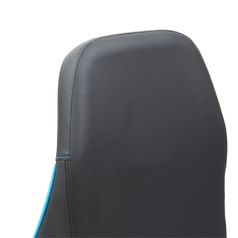 Pemberly Row Faux Leather Adjustable Gaming Chair in Black & Blue