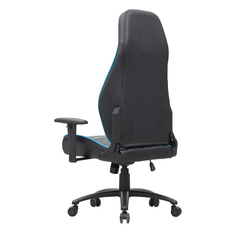 Pemberly Row Faux Leather Adjustable Gaming Chair in Black & Blue