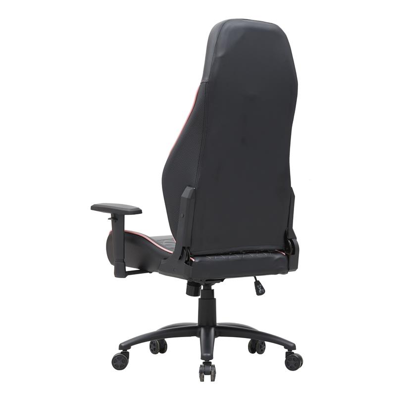 Pemberly Row Faux Leather Adjustable Gaming Chair in Black & Pink