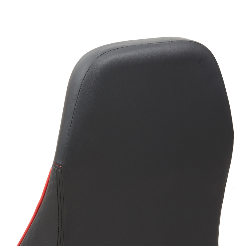 Pemberly Row Faux Leather Adjustable Gaming Chair in Black & Red
