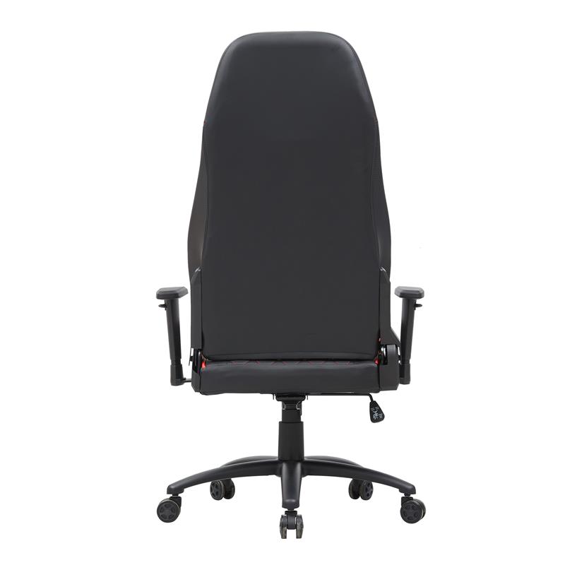 Pemberly Row Faux Leather Adjustable Gaming Chair in Black & Red
