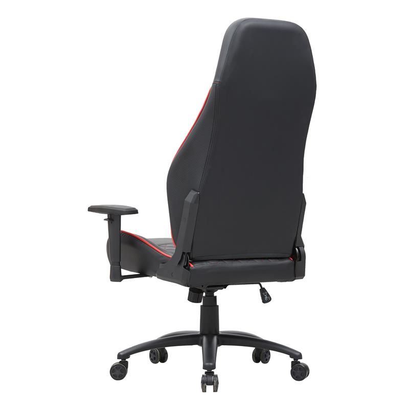 Pemberly Row Faux Leather Adjustable Gaming Chair in Black & Red
