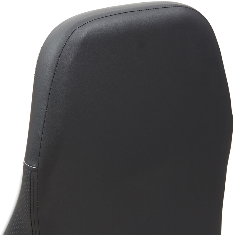 Pemberly Row Faux Leather Adjustable Gaming Chair in Black & White