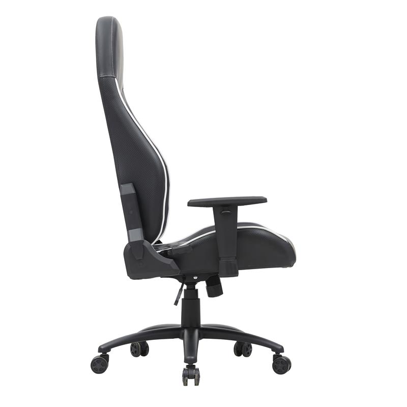 Pemberly Row Faux Leather Adjustable Gaming Chair in Black & White