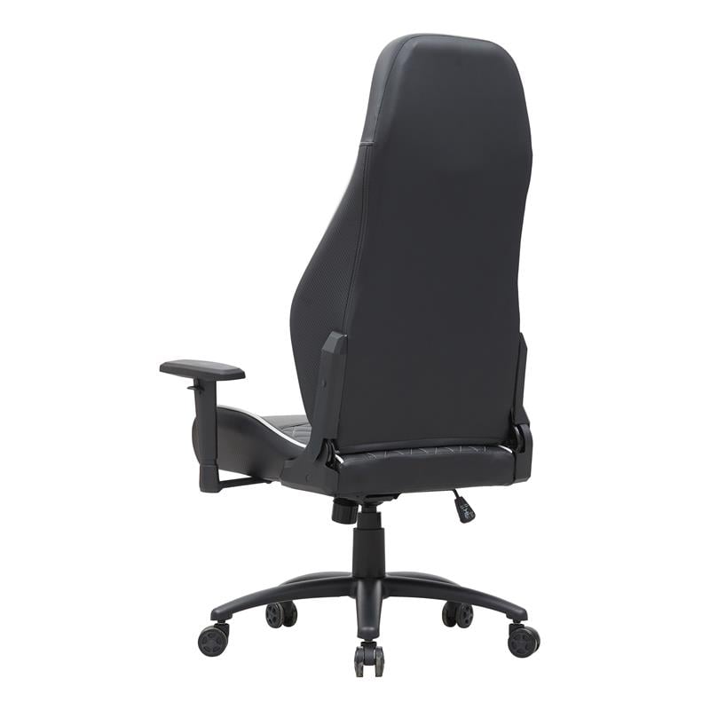 Pemberly Row Faux Leather Adjustable Gaming Chair in Black & White