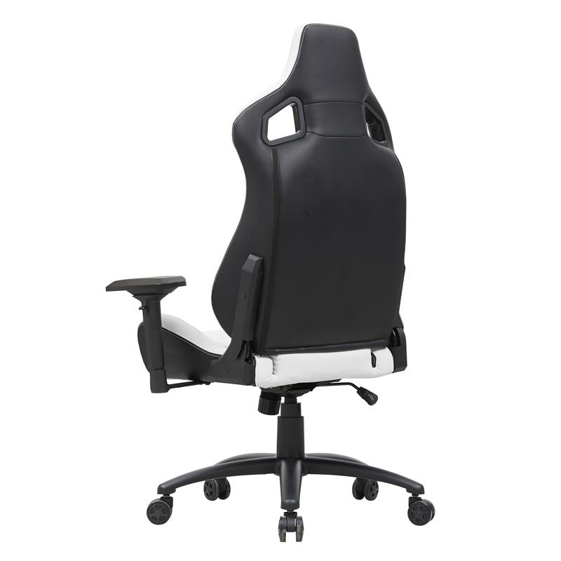 Pemberly Row Faux Leather Adjustable Gaming Chair in White & Black