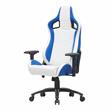 Pemberly Row Faux Leather Adjustable Gaming Chair in White & Blue