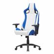 Pemberly Row Faux Leather Adjustable Gaming Chair in White & Blue