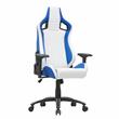 Pemberly Row Faux Leather Adjustable Gaming Chair in White & Blue