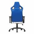 Pemberly Row Faux Leather Adjustable Gaming Chair in White & Blue