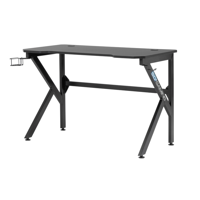 Pemberly Row Contemporary Black Metal Gaming Desk with Cup Holder