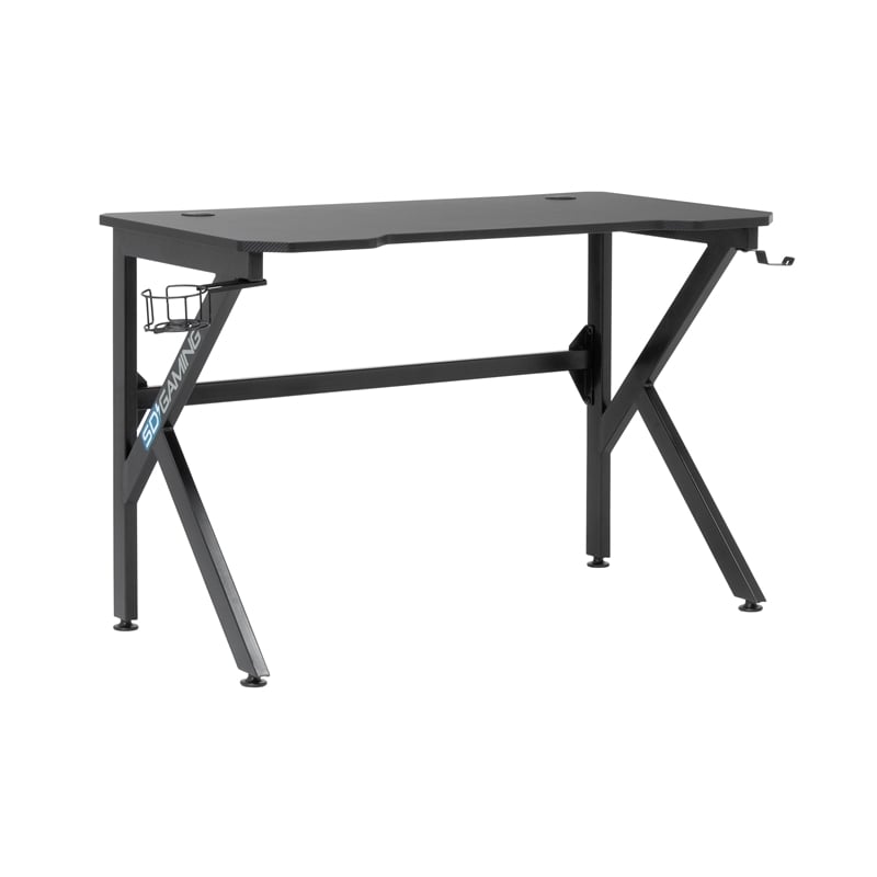 Pemberly Row Contemporary Black Metal Gaming Desk with Cup Holder